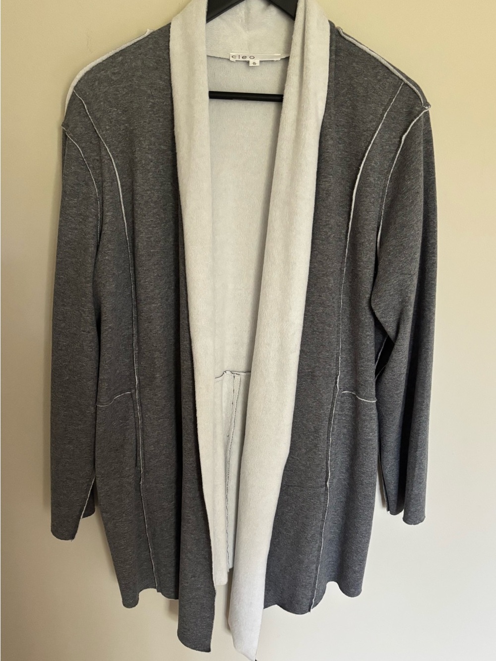 Open-Front Coatigan with Cream Fleece lining